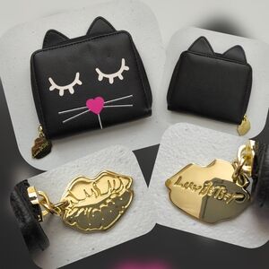 Luv Betsey By Betsey Johnson Black Cat Wallet with Gold Charm